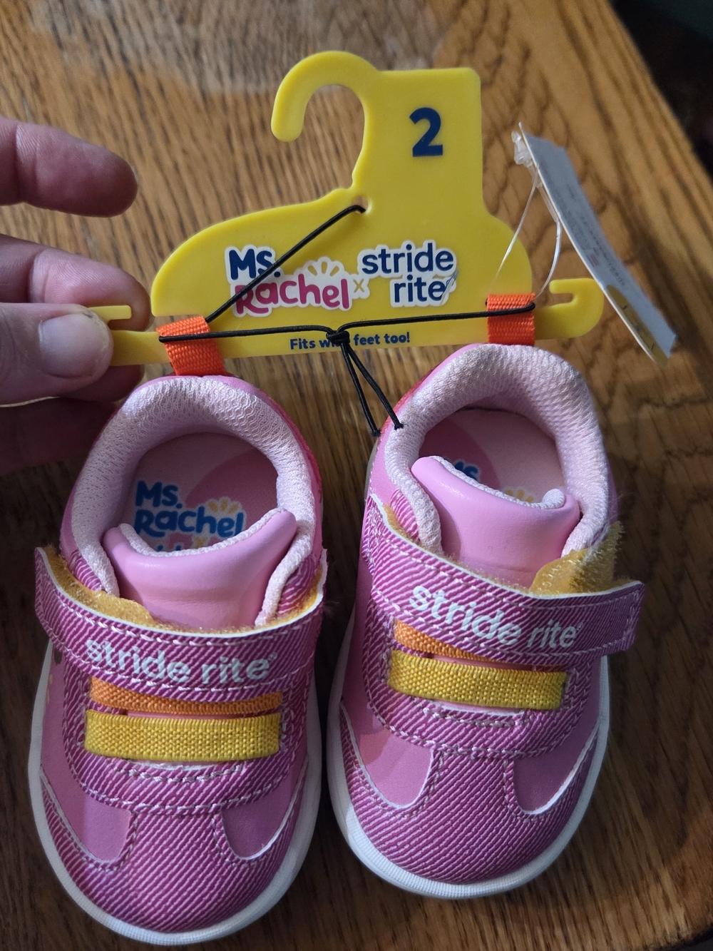 NWT, Stride Rite Pink & Yellow Kids Sneakers - Ms. Rachel Collection Sz 2. HHCP